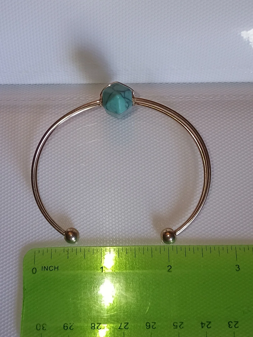 Rose Gold Wire Cuff Bracelet with Turquoise Stone